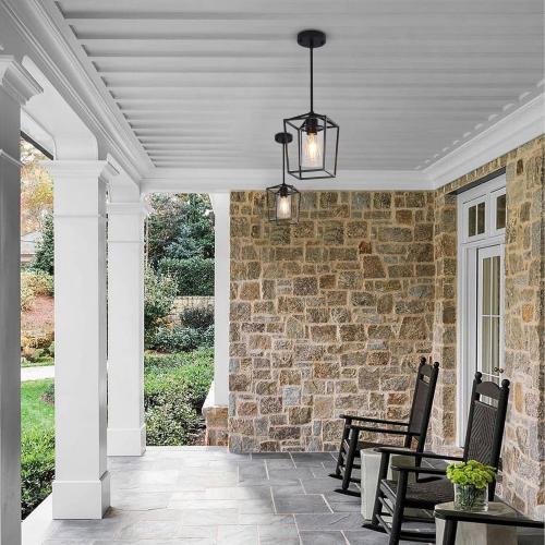 Pendant Light Fixture,Adjustable Black Iron Cage Farmhouse Metal Kitchen Island Hanging Light with Clear Glass Shade, Suitable for Kitchen Island, Entrance, Dining Room, Hallway(1 Light)…