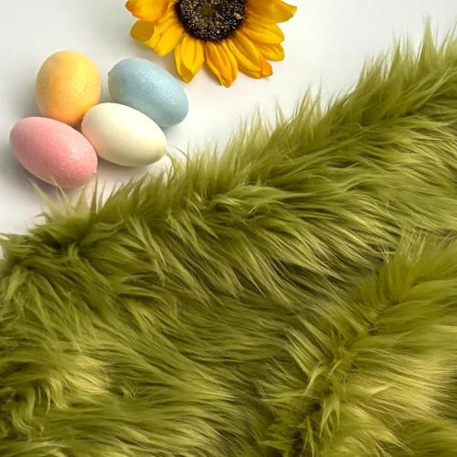 Bianna Olive Green Faux Fur Fabric, by The Yard, American Seller, Luxury Shag Shaggy Material for Crafting, Sewing, Costumes, Fursuits, Home Decor (5x60 inches)