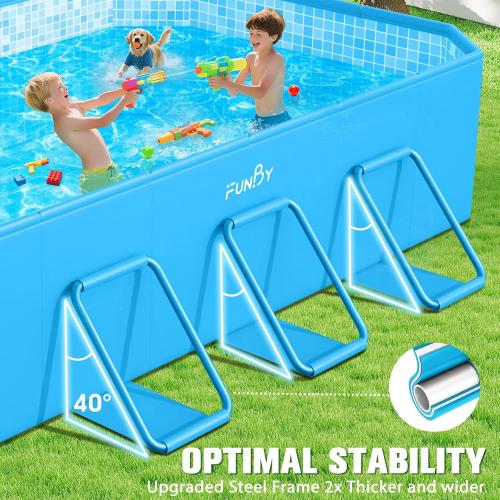 FunBy Large Foldable Pool, Foldable Swimming Pool, Large Foldable Pool for Adults, Non-inflatable Pool,Oversize Thickened Collapsible Pool, Kids pool for Backyard,Mosaic Design 108x68x20-Light Blue