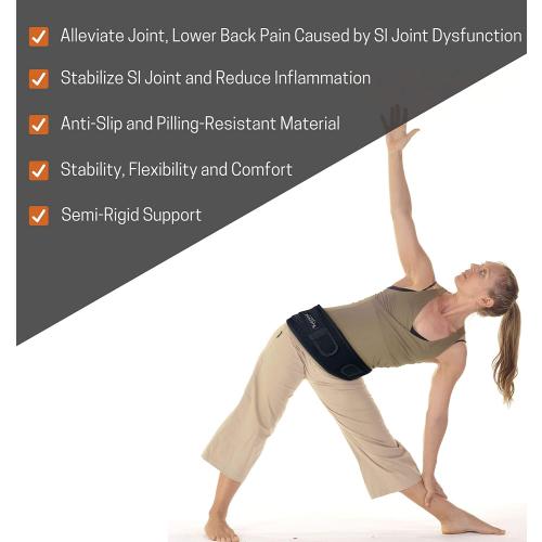 Vriksasana Posture Sacroiliac Hip Belt for Women and Men That Alleviates Sciatic, Pelvic, Lower Back, Leg and Sacral Nerve Pain Caused by Si Joint Dysfunction| Trochanter Brace (Regular, Black)