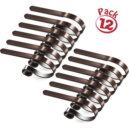 Loncaster Christmas Stocking Holders for Mantle Set of 12, Non-Slip Adjustable Stocking Holders, Stocking Hanger for Christmas Party Decorations(Bronze)