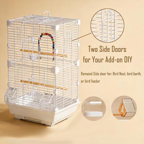 Basic Bird Cage, 24.8inch Parrot Cage (24.8 x 14.6 x 11),Bird Cage with Ladder, Horizontal Bar, 2 Feeders, and Swing