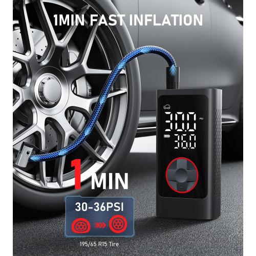 Tire Inflator Portable Air Compressor, 150PSI Cordless Air Pump for Car Tires, Bike Tire Pump with Pressure Gauge, Auto Shut Off, LED Light for Car Motorcycle Bicycle