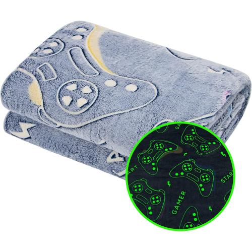 Glow in The Dark Blanket Game Controller Throw Blanket, Gamer Gifts Toys for Kids Boyfriend, Boys Teen Soft Cozy Gaming Blanket Gamer Gifts Game Decor Blankets for Home Bedroom 50x60