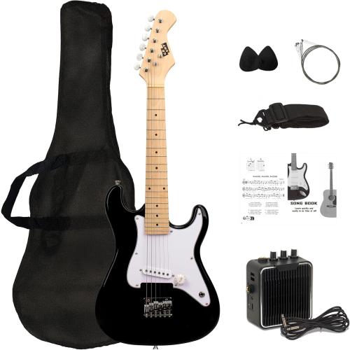 32 Inch Kids Electric Guitar Beginner Kit, Junior Size Mini Electric Guitar for Children with 5W Amplifier and Guitar bag, Unisex (Black)