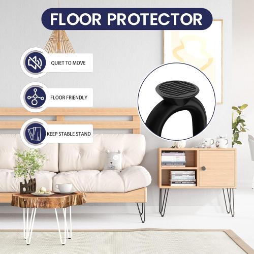 SMARTSTANDARD 16 Hairpin Furniture Legs, Metal Home DIY Projects for Nightstand, Coffee Table, Desk, etc with Rubber Floor Protectors Black 4PCS