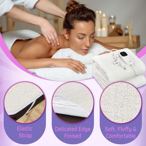 Massage Table Warmer Heating Pad – 71x31 Heated Massage Pad with Adjustable Temperature (104°F–131°F), Auto Shut-Off, Sherpa Fabric, Ideal Massage Blanket & Bed Warmer for Table Use