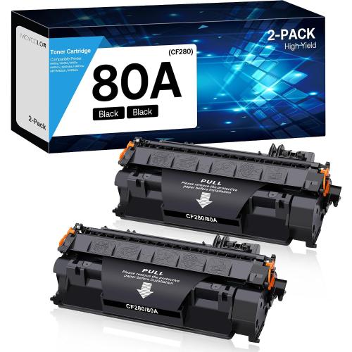 80A Toner Cartridge Black High Yield Compatible for HP 80A CF280X CF280A 80X use with HP LaserJet Pro 400 M410 M401D M401A M401N M401 Printer (2 Pack)