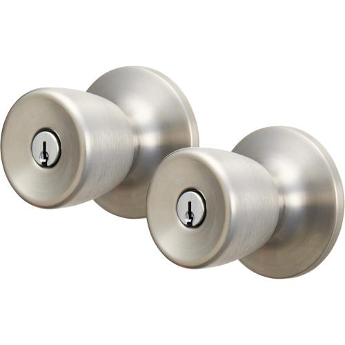 Hyper Tough Keyed Entry Tulip Style Doorknob, Stainless Steel(Ss) Finish, Twin Pack