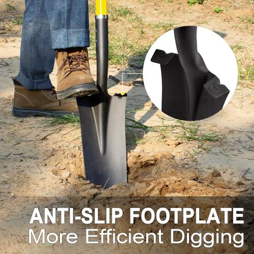 Nohovu Shovel for Digging, Heavy Duty Shovel with Fiberglass Handle, 58 Inches