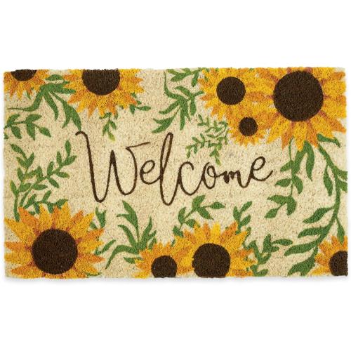 DII Natural Coir Doormat Outdoor Welcome Mat, 17x29, Sunflower