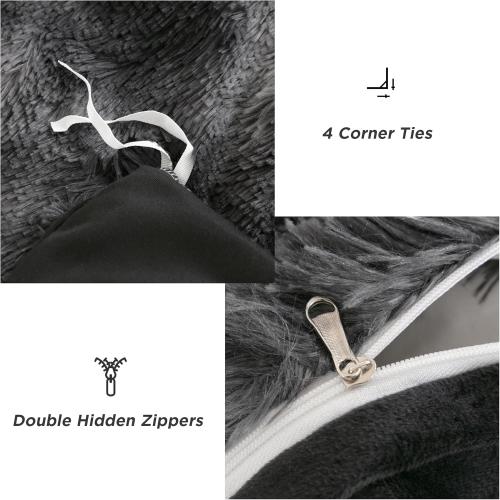 annadaif Plush Shaggy Duvet Cover, Tie Dye Black Fluffy Comforter Cover Set Full Size, Fuzzy Faux Fur Bedding Set with Zipper Closure, Luxury Ultra Soft 3 Pieces (1 Duvet Cover, 2 Pillowcases)