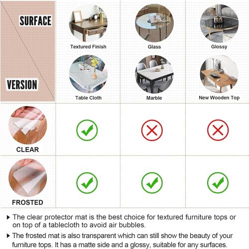 LovePads 1.5mm Thick 23 x 47 Inch Clear Table Cover Protector, Clear Table Protector, Plastic Table Cover, Table Pad for Dining Room Table, Clear Desk Mat Desk Protector for Writing Desk, Coffee Table
