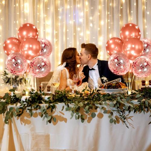 4 Set Table Balloon Stand Kit with Lights Balloons Holders Centerpieces for Table Light up Tabletop Centerpieces for Wedding Baby Shower Birthday Party Halloween Christmas(Rose Gold)