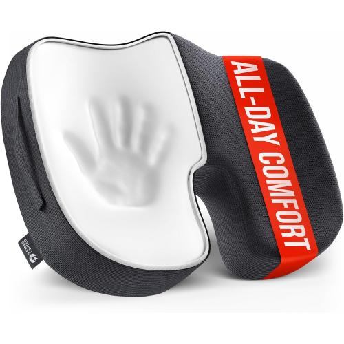 5 STARS UNITED Seat Cushion for Tailbone Pain Relief – Memory Foam Lifting Pillow for Coccyx, Hip, Hemorrhoid, Sciatica & Post-Surgery Recovery – Wheelchair, Car, Desk, Gaming & Office Chairs, Black