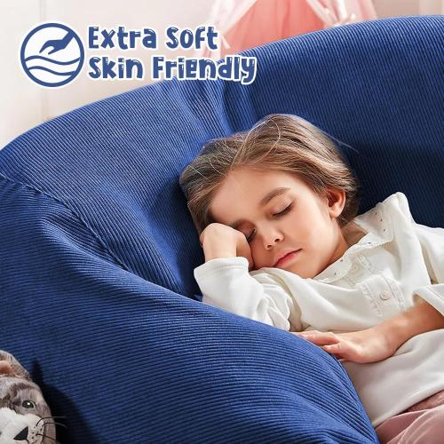 Nobildonna Bean Bag Chair Cover (No Filler) for Kids and Adults,Beanbag Stuffed Animal Storage Without Filling Plush Toys Holder and Organizer Soft Premium Corduroy 200L (Dark Blue)
