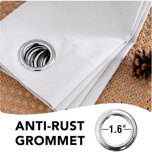 H.VERSAILTEX Linen Blackout Curtains 84 Inches Long 100% Blackout Thermal Insulated Textured Linen Look Curtain Draperies Anti-Rust Grommet, Energy Saving with White Liner, 2 Panels, Bright White