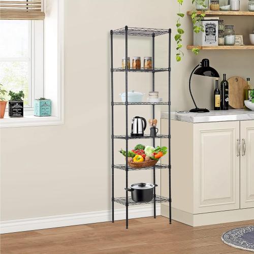 Commercial-Grade 6-Layer Metal Shelving Unit: 600lbs Static Load, Heavy Duty Storage Adjustable Height, Non-Slip Feet – Ideal for Kitchen, Warehouse, Bathroom Storage