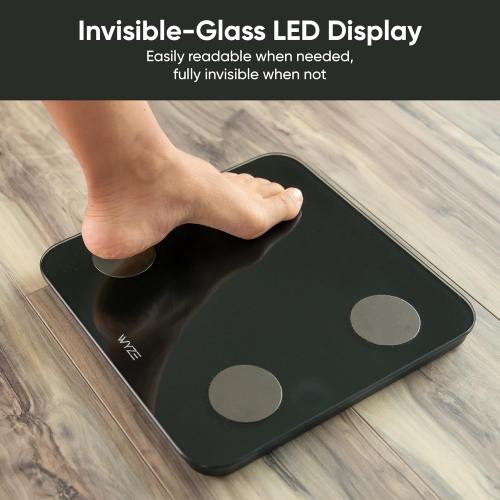 Wyze Scale S, Scale for Body Weight, Digital Bathroom Scale for Body Fat, BMI, Muscle, Heart Rate, Body Composition Analyzer with App, Batteries Included, Bluetooth, 400 lb, Black