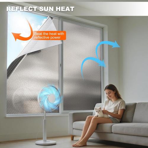Reflective Insulation Foam,48 x 10 Ft Window Insulation for Summer Heat,Aluminum Foil Bubble Insulation Roll for Keep Heat,Window Insulation Kit for RV, Thermal Insulation Cover for Window.