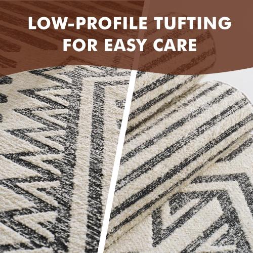 Charcoal Grey Boho 8x10 Area Rugs Textured Tufted Rugs for Living Room Bedroom Rug-Carpet Washable Neutral Modern Geometric Moroccan Aztec Rug