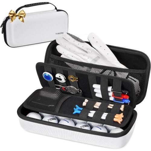 YOREPEK Golf Glove Holder with Removable Glove Shaper, Protective Hard Shell Golf Accessories Case Bag with 2 Dividers Fits Balls, Tees, Markers, Cool Gifts for Golfers