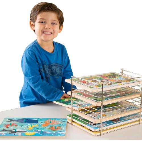 Melissa & Doug Puzzle Storage Rack - Wire Rack Holds 12 Puzzles