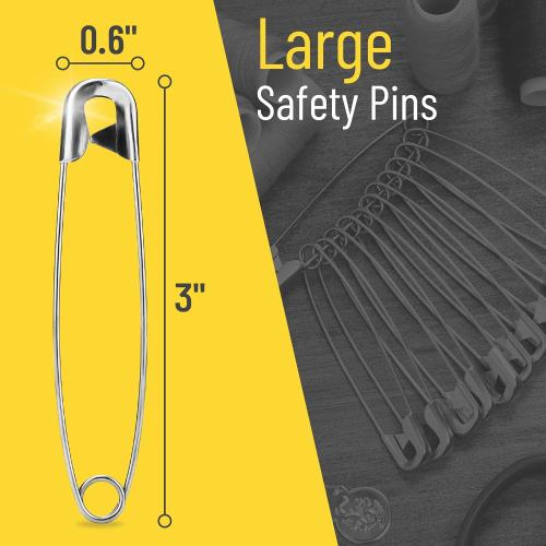 Mr. Pen- 3 Inch Oversize Safety Pins, 30 Pack - Heavy Duty Large Safety Pins for Clothes
