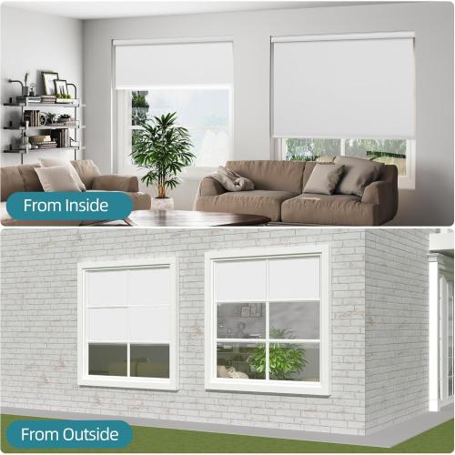 Changshade Custom Size Cordless Roller Shades, Blackout Roller Window Blinds with Thermal Insulated for Office, Living Room, Bedroom, Kitchen, Easy Installation,White