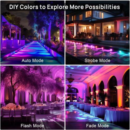 USTELLAR 4 Pack 25W RGB LED Flood Light 250W Equiv. Color Changing Floodlights, Warm White 2700K IP66 Colored Spotlight Stage Party Uplighting Indoor Outdoor Uplights for Event Wedding Halloween Light