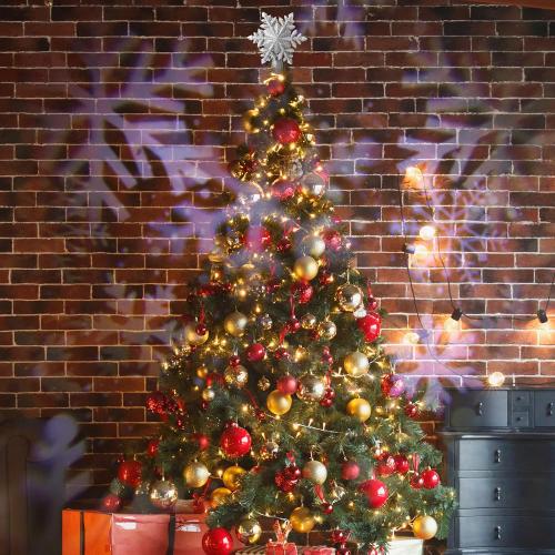 Christmas Tree Topper Lighted With 6 Projection Modes: Built-in 360° Led Rotating Projector Snowflake Tree Topper 3d Christmas Tree Decor Christmas Projector For Xmas Holiday Christmas Tree Decoration