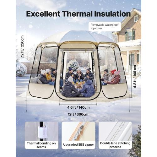 VEVOR Pop up Sports Tent, 8 Sizes Optional Clear Bubble Tent for 1-6 Person, Waterproof Outdoor Pod with Floor Mat & Top Cover, Garden Igloo Dome Tents Camping Shelter for Sports Watching