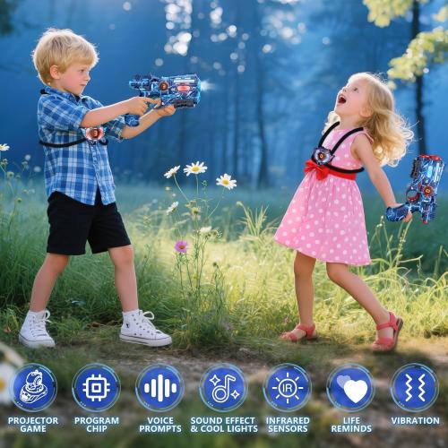 VATOS Rechargeable Infrared Laser Tag Set with Projector, 2 Players Toy Gun of Projector with Digital LED Score Display, Shooting Battle Games with 3 Targets,Family Activity Toy for Kids Teens Adults