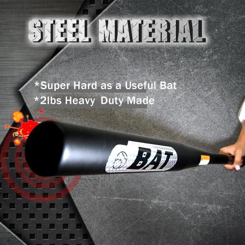 32in Steel Baseball Bat 2.7LBS Weighted for Youth and Adult 2 Barrel Heavy Duty Bats for Home, Black