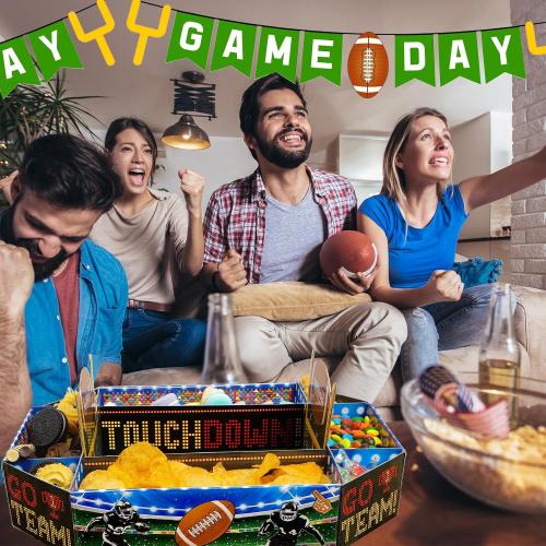 1 Pcs Football Party Supplies Kit Large Food Serving Tray Football Snack Plates Complete Tailgate Stadium Bowl Kit for Birthday Celebration Table Centerpiece Decorations Favor