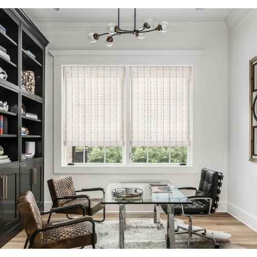 LazBlinds No Tools No Drill Cordless Bamboo Roman Shades, Light Filtering Window Treatment, Roll Up Bamboo Blinds for Window 39'' W x 64'' H, Whitewash B