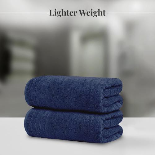 Tens Towels Pack of 2 Extra Large Bath Towels 30 x 60 Inches, 100% Cotton, Larger & Lighter Weight, Quicker to Dry, Super Soft and Absorbent, Perfect for Bathroom, Navy
