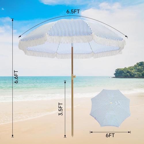 Patio Umbrella with UPF 50  Protection, 8 Ribs, Push Button Tilt - Versatile Outdoor Shade for Garden, Courtyard, and Beach