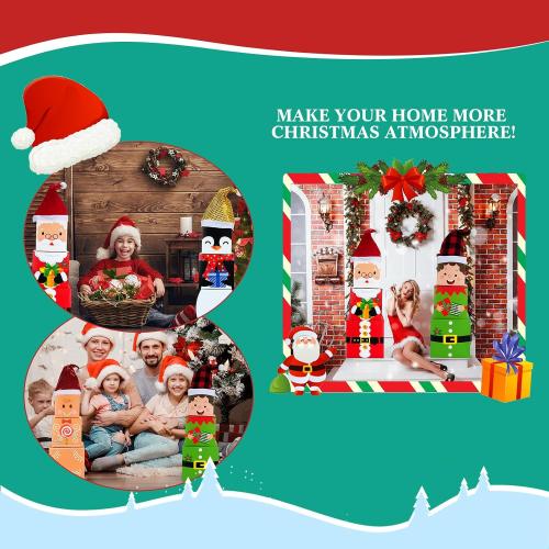 Cholemy 24 Pcs Christmas Stackable Box Decoration Set Nesting Gift Boxes with Lids and Christmas Hat Large Three Dimensional for Party Decoration, 6 Styles