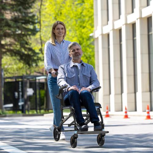 Wheelchairs for Adults,Utral-Lightweight(only 19.4lbs) Transport Chair, Foldable and PortableTravel Wheelchair with Telescopic Handle,Portable Folding Transfer Wheelchairs for Seniors(Blue)