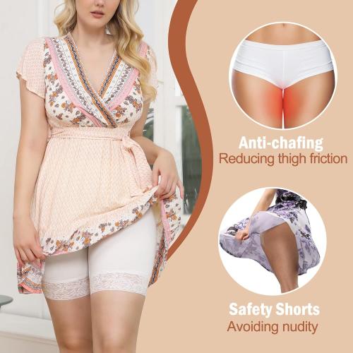 Size L Yeblues 3 Pack Lace Slip Shorts for Under Dresses Women Smooth Anti-chafing Boyshorts Seamless Underwear Safety Shorts
