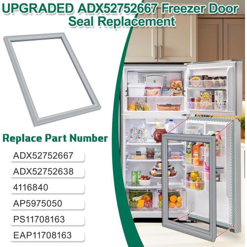 UPGRADED ADX52752667 Refrigerator Door Gasket Replacement Compatible with LG Refrigerator Door Seal, Replaces Part Number ADX52752638 4116840 AP5975050 Kenmore Freezer Door Gasket