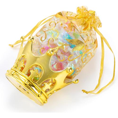 WUWEOT 36 Pack Crown Candy Holder, Party Favors Fillable Crown Goblet with Pouch, Decorative Gold Candy Favor Containers for Birthday Party Supplies