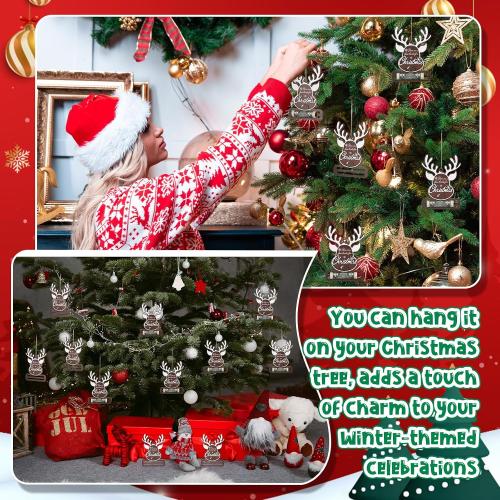 Jenaai 24 Pcs Christmas Money Holder for Cash Gift Reindeer Money Holder Ornament Bulk Wooden Christmas Tree Gift Cash Hanging Ornament Here are a Few Bucks for Xmas Party Stocking Stuffers Gifts