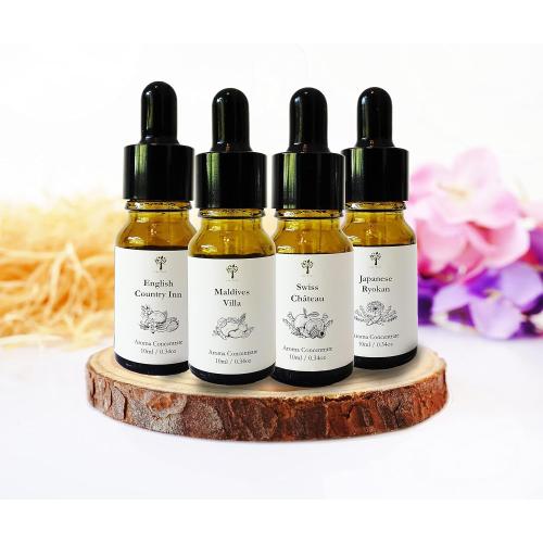 PRISTINE Top 4 Hotel Blend Essential Oils 4 Pcs Set for Electronic Diffuser for Home, Humidifier, Aromatherapy Fragrance for Home (English Country Inn,Maldives Villa,Swiss Château,Japanese Ryokan)