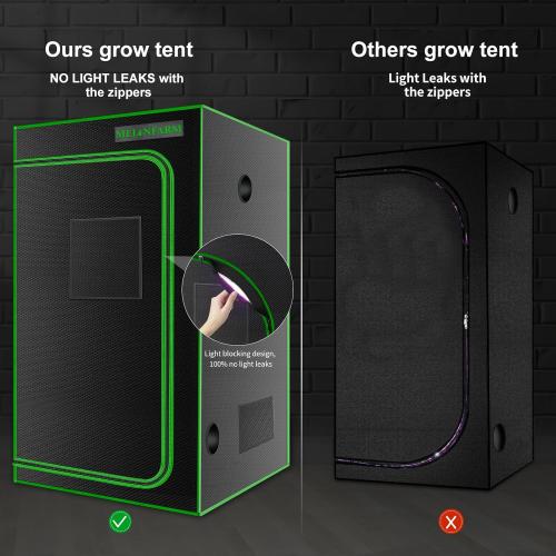 MELONFARM 4x4 Grow Tent, 48x48x80'' High Reflective 600D Diamond Mylar Canvas with Observation Window and Floor Tray for Hydroponic Indoor Plant Growing