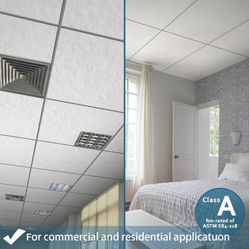 SUNWINGS 10-Pack Drop Ceiling Tiles, 24 x 48 White PET Decorative Ceiling Felt, 2ft x 4ft PET Waterproof Fire-Rated Covering Panels for Kitchen Bathroom Basement, Cover 80 Sq. Ft.