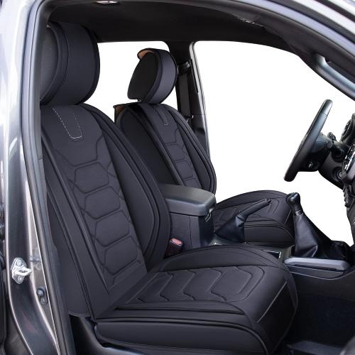 OASIS AUTO Toyota Tacoma Accessories Seat Covers 2005-2025 Custom Fit Leather Truck Cover Protector Cushion Crew Double Extended Cab TRD(Sport Front Pair, Black)