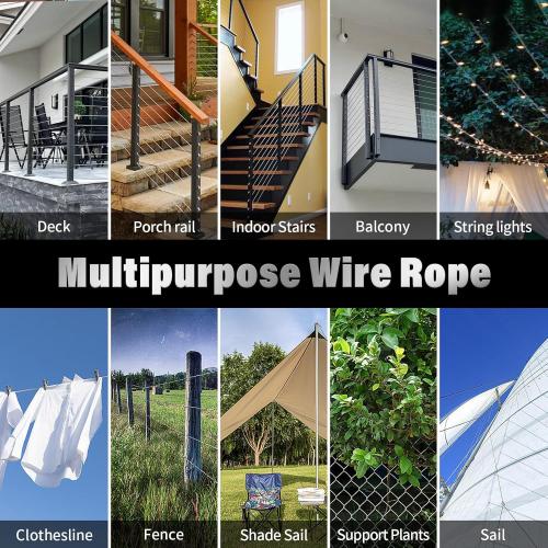 Stainless Steel Cable for Railing - 1000FT 1/8 T316 Wire Rope Cable for Deck Railings System Kit