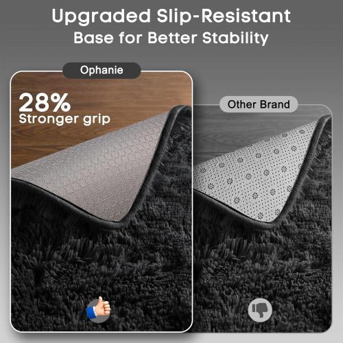 Ophanie Area Rugs 9x12 Living Room, Large Black Bedroom Carpet, Big Shag Indoor Thick Soft Nursery Rug, Fluffy Carpets for Boy and Girls Room Dorm Home Decor Aesthetic